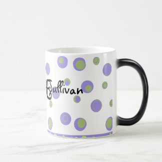 Mug Magic Pois vert violet Monogramme