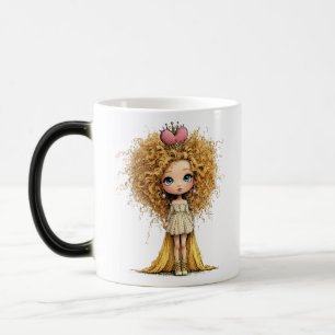 Mug Magic Poupée Princesse aux Cheveux Bouclés Mignonne Illu
