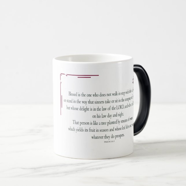 Mug Magic Psaume 1 Art - Bienheureux Juif avec Design Floral (Devant droit)