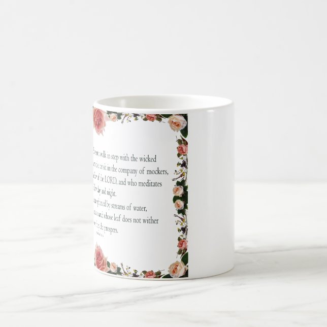 Mug Magic Psaume 1 avec Flower Borders (Centre)