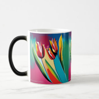 Mug Magic Red tulips abstract design