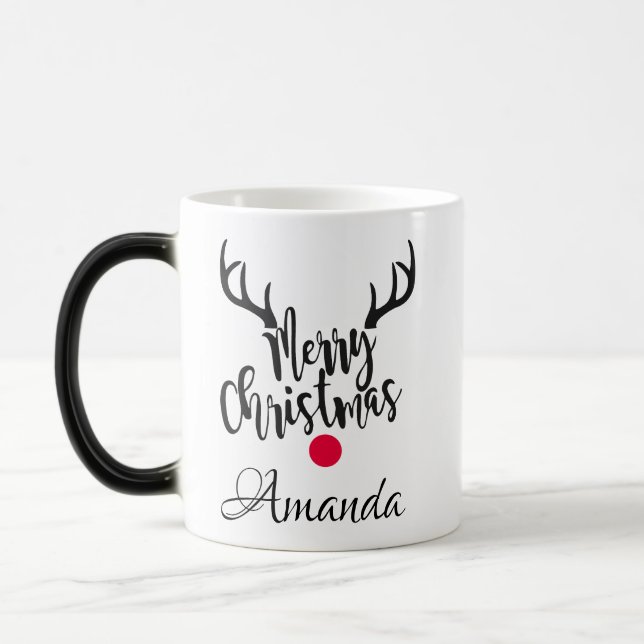Mug Magic Rennes de Noël personnalisées (Gauche)