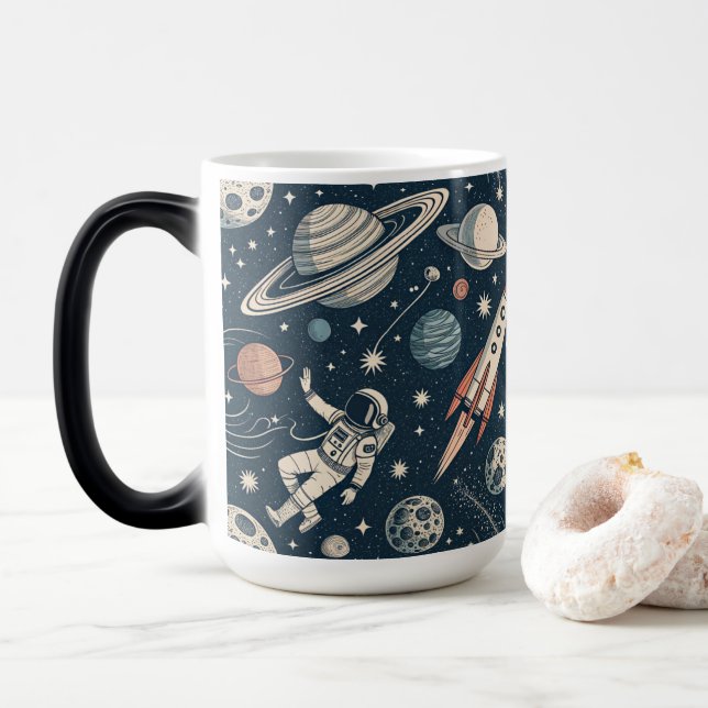 Mug Magic Retro Blue Galaxy Exploration (Avec donut)