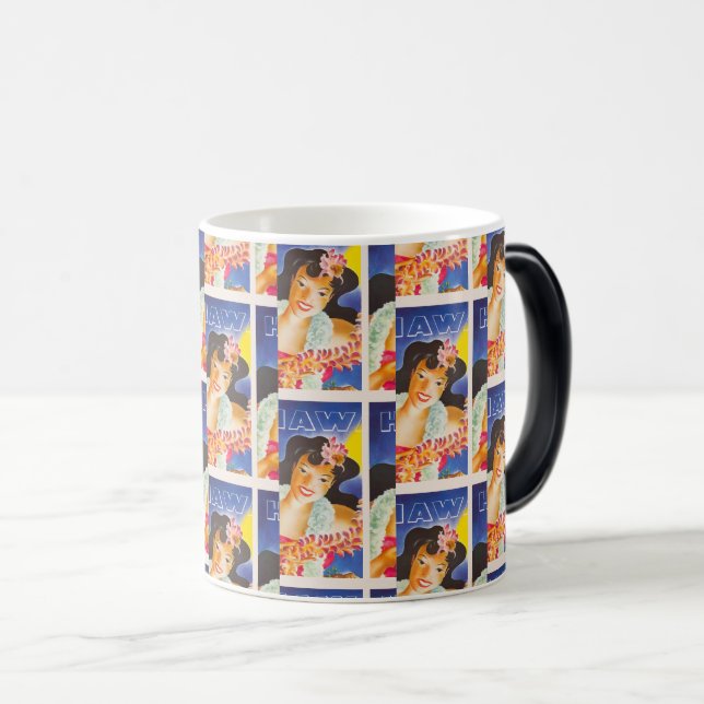 Mug Magic Retro Hawaii Flower Girl Art (Devant droit)