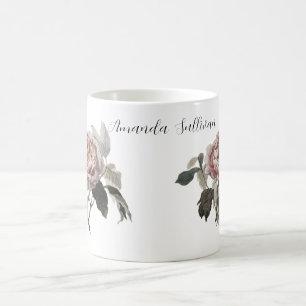 Mug Magic Rose de chou rose dessinée à la main (PERSONNALISE