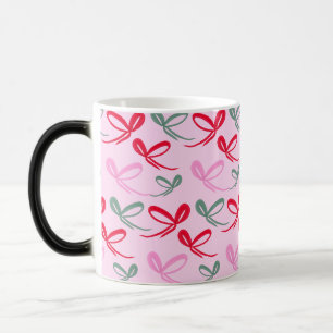 Mug Magic Rubans de Noël verts rose fantaisie dessinés à la