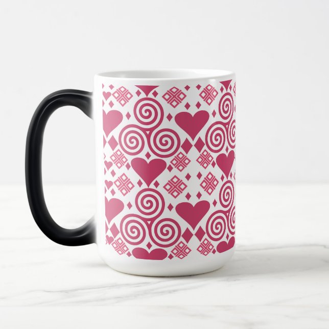 Mug Magic Saint Valentin Amour rose, rouge et Motif blanc (Gauche)