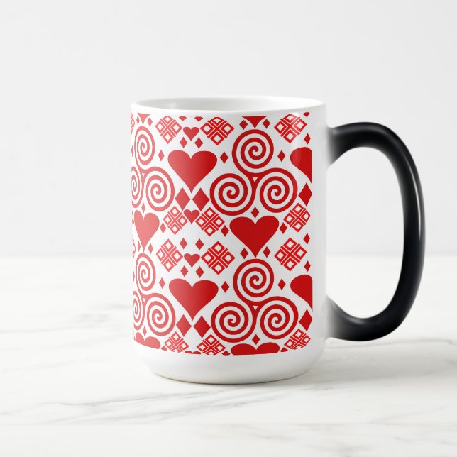 Mug Magic Saint Valentin Amour rose, rouge et Motif blanc (Droite)