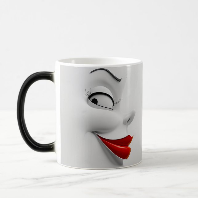 Mug Magic Sarcastic Women Face with Red Lips (Gauche)