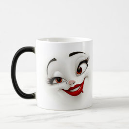 Mug Magic Sarcastic Women Face with Red Lips Verwandlungstasse