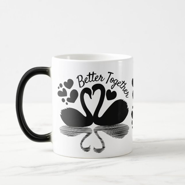 Mug Magic Silhouette de deux cygnes dans l'eau (Gauche)