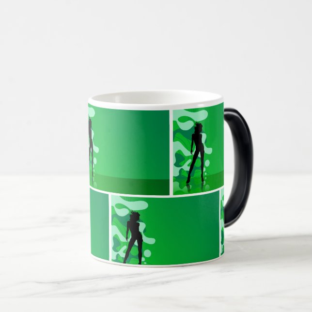Mug Magic Silhouette verte rétro - Design audacieux et éléga (Devant droit)