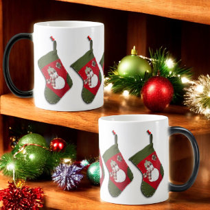Mug Magic Snowman Plaid Scarf Hanging Christmas Stocking