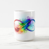 Symbole d'infini avec plume arc-en-ciel