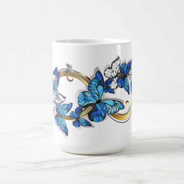 Mug Magic Symbole infini de papillons Morpho bleus (Centre)