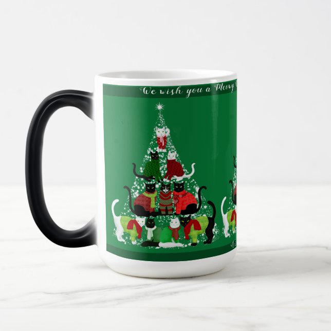 Mug Magic Sympa chat sapin de Noël personnalisé (Gauche)