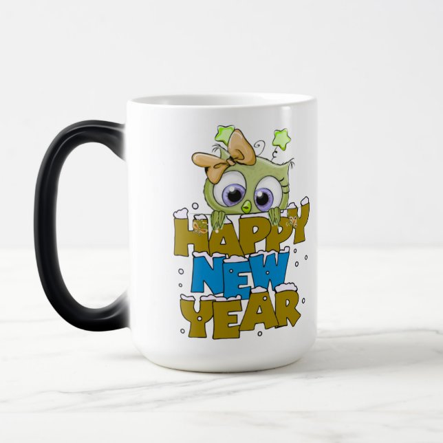 Mug Magic Taza para año nuevo con búho lindo (Gauche)