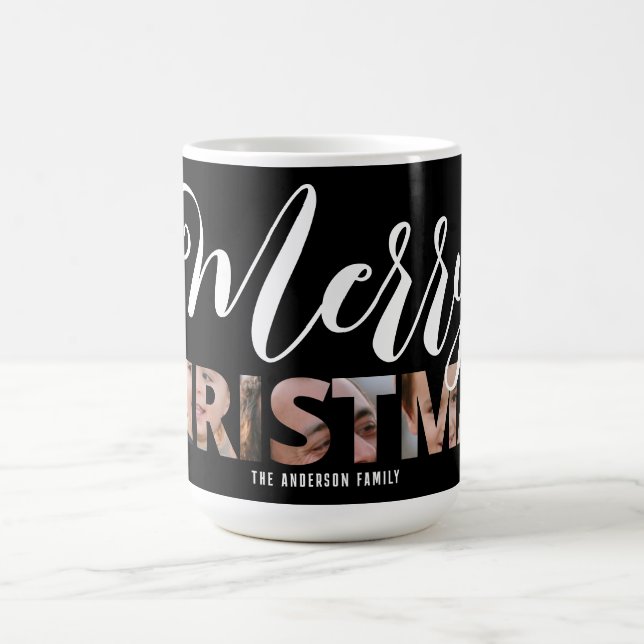 Mug Magic Téléchargez votre photo en texte Joyeux Noël (Centre)