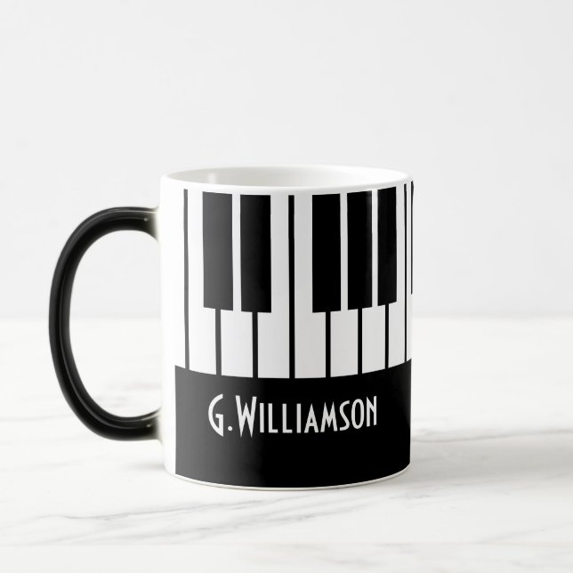 Mug Magic Touches musicales de piano| Ajouter votre nom (Gauche)