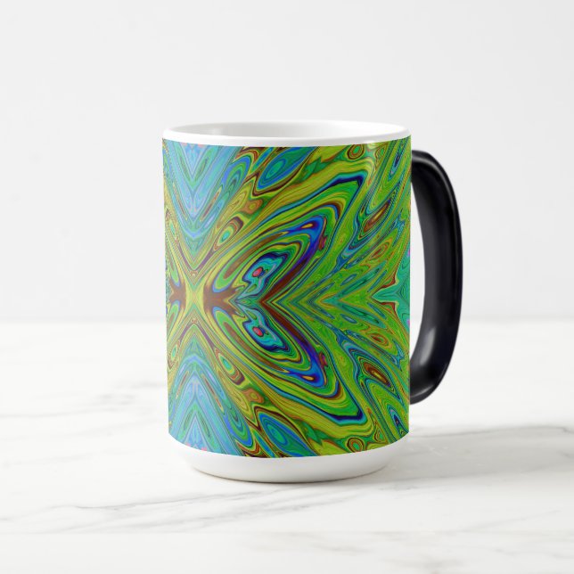 Mug Magic Trippy Chartreuse et Bleu papillon Abstrait (Devant droit)