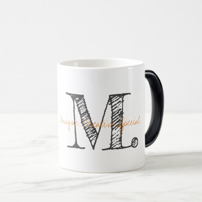 Mug Magic Typographie moderne PREMIER Mots descriptifs Uniqu (Devant droit)