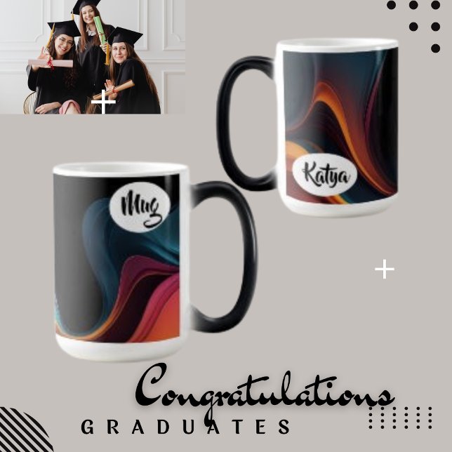 Mug Magic Vague Abstraite liquide et café personnalisé (Mugs for the graduates)