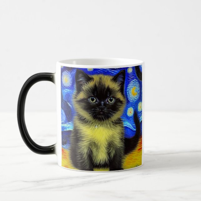 Mug Magic Van Gogh Starry Nuit Siamese Cat (Gauche)