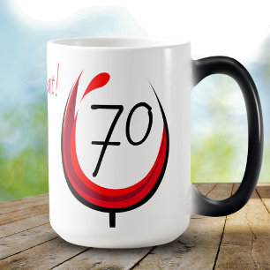 Mug Magic Verre à vin drôle moderne 70 Et alors 70e annivers