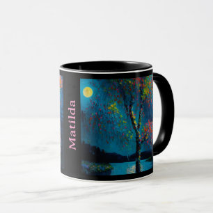 Mug Magical Moon River Tree en style peinture à l'huil