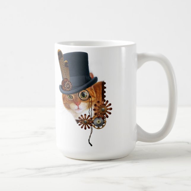 Mug Magnétique de chat de Steampunk (Droite)