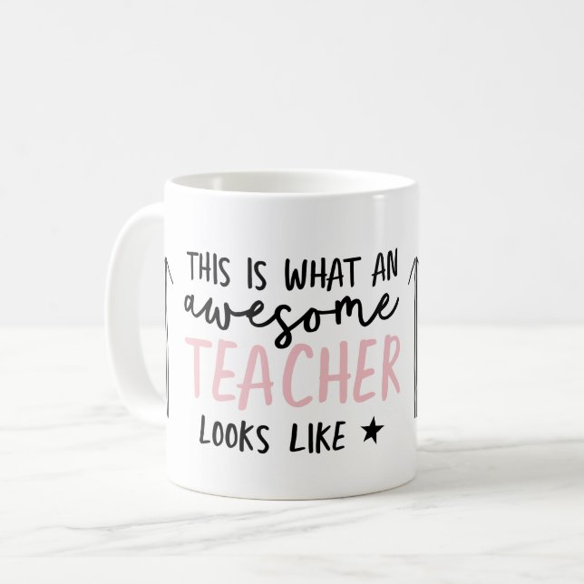Mug Magnifique enseignant typographie moderne cadeau r (Devant gauche)