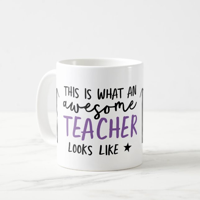 Mug Magnifique enseignant typographie moderne violet c (Devant gauche)