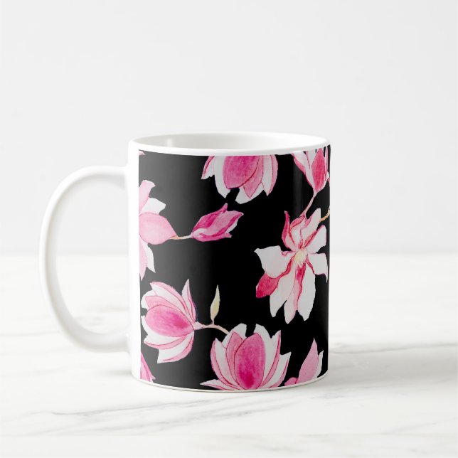 Mug Magnolia romantique : Aquarelle noire (Gauche)
