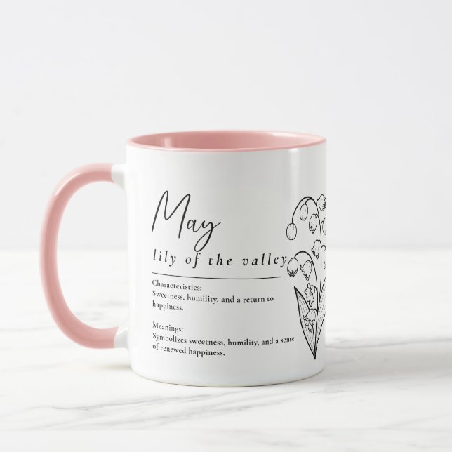 Mug Mai Mois de naissance Fleur Lys de la vallée Minim (Gauche)
