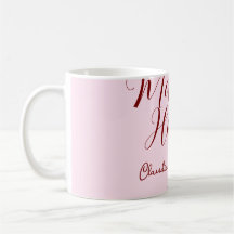 Maid of honor mauve name date pink pastel brides