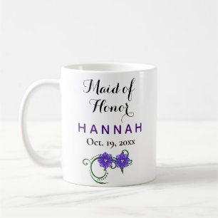 Mug Maid of Honor Modern Typography Purple Mariage