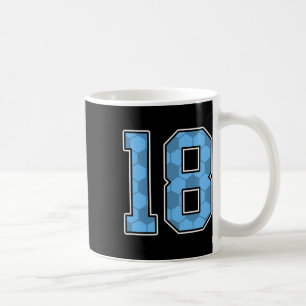 Mug Maillot de joueur de football bleu motif numéro 18