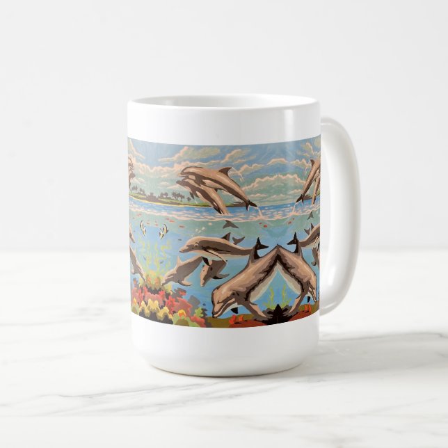 Mug Main Painted by Number | Dolphins | (Devant droit)