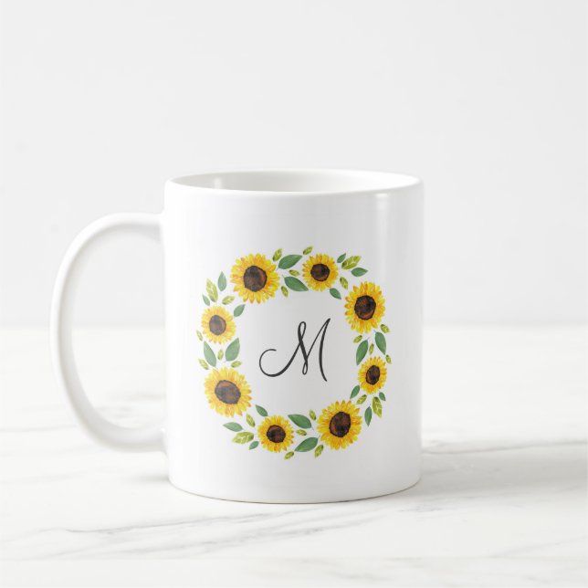 Mug Main Painted Watercolor Sunflower (Gauche)