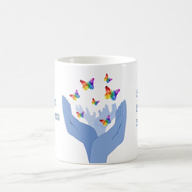 Mug Mains de sensibilisation sur l'autisme libérant (Centre)