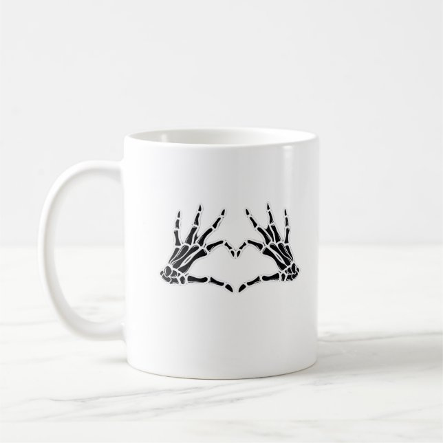 Mug Mains De Squelette En Forme De Coeur - Art Unique  (Gauche)