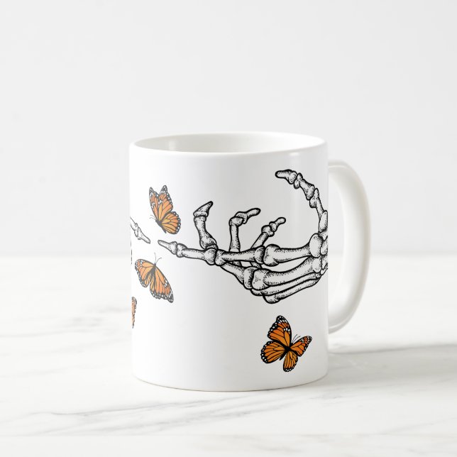 Mug Mains de squelette et papillons monarques (Devant droit)