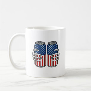 Mug Mains de squelette patriotiques vintage tenant des
