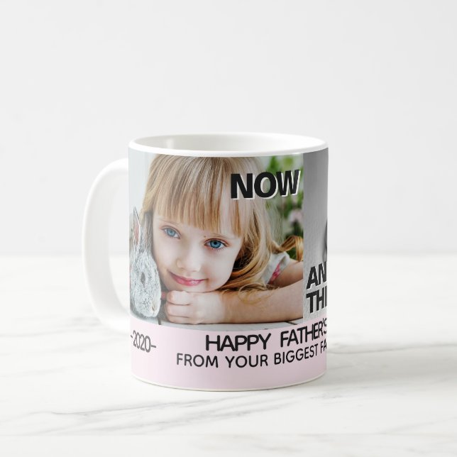 Mug Maintenant & puis avec des images en croissance fi (Devant gauche)