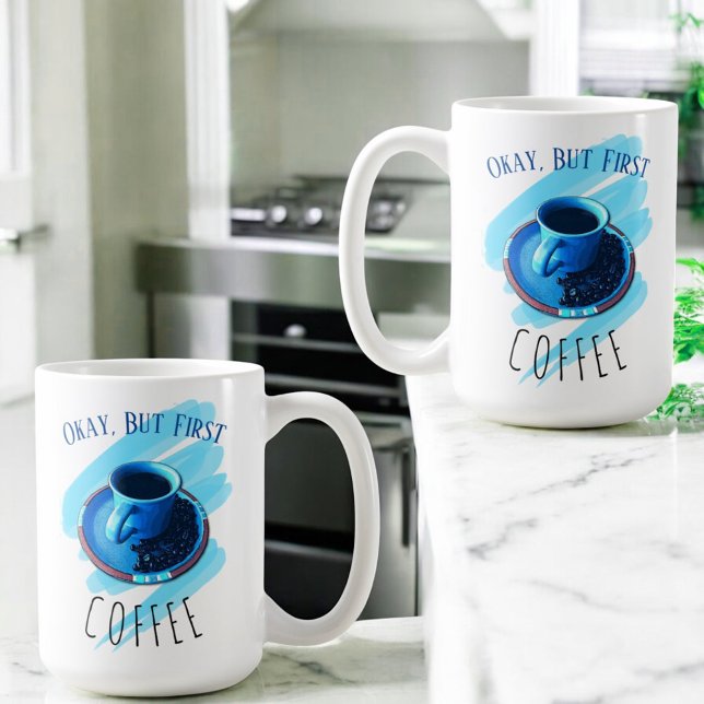 Mug Mais premier café café café café soucoupe haricots (15 ounce coffee mug template design on opposing sides of handle)