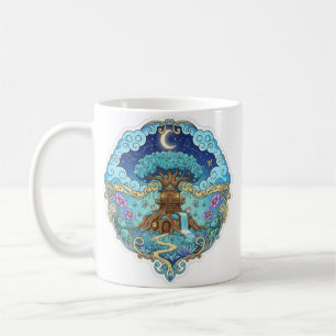Mug Maison dans l'arbre sous la lune Fantastique illus