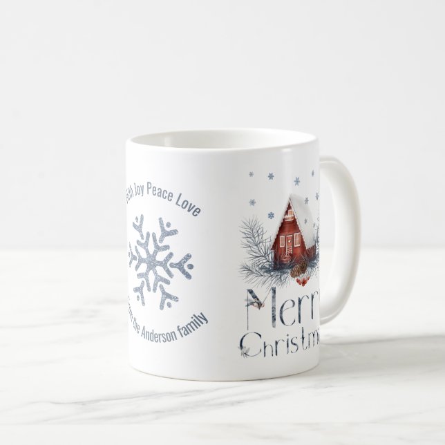 Mug Maison de la fée couverte de neige, Neige, Joyeux  (Devant droit)