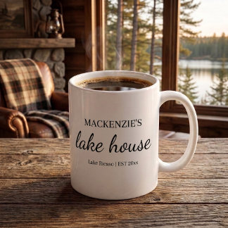 Mug Maison de lac Chic Typographie Personnalisée