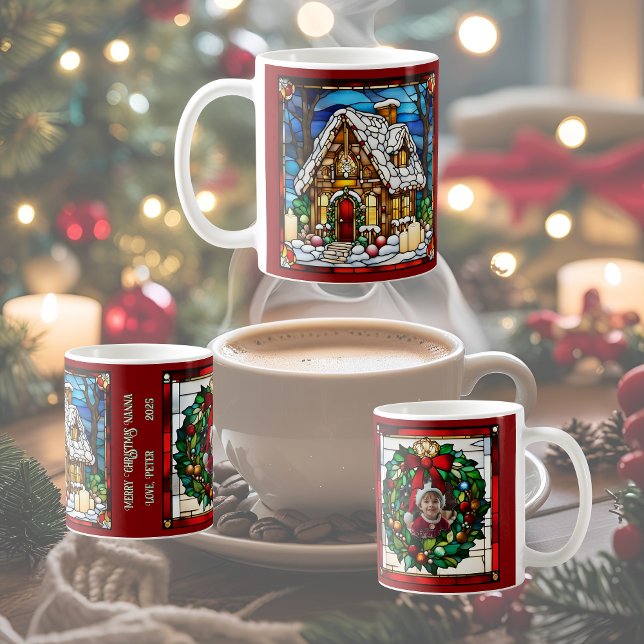 Mug Maison de pain d'épices de Noël Faux Vitrail (Créateur téléchargé)