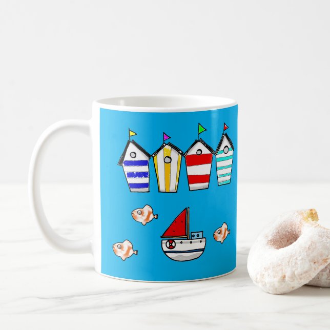 Mug maison de plage amusante et bateau de mer (Avec donut)